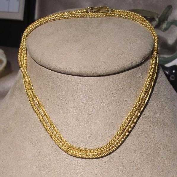 EXQUISITE FINEST SOLID 22K GOLD HAND WOVEN 2.5mm CHAIN 22quot 25 grams