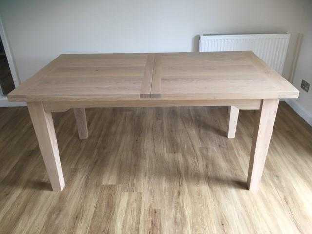 Extendable Light Oak Dining Table and 8 Chairs