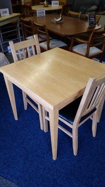 Extending Beech Effect Table, with Two Chairs