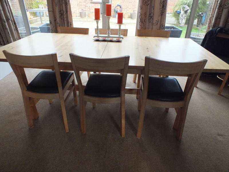 Extra Large Table, 8 Chairs and Sideboard - Sturdy Solid Light Coloured Wood