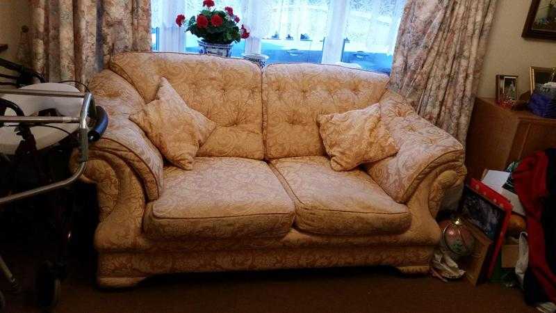 Fabric settee and armchair