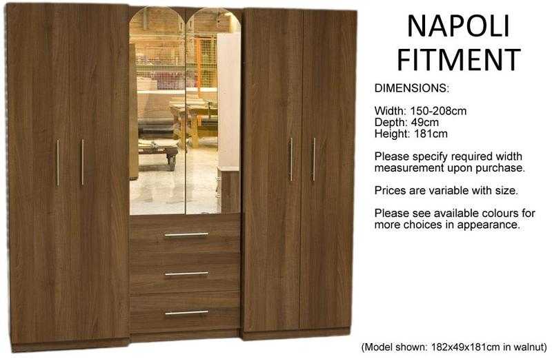 FACTORY ASSEMBLED BEDROOM NAPOLI FITMENTS (NON-FLAT PACK with COLOUR OPTIONS)
