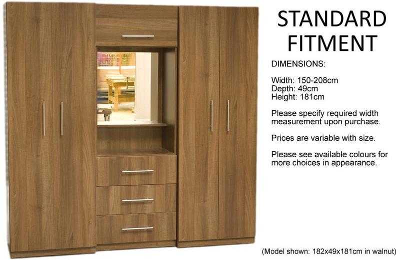 FACTORY ASSEMBLED BEDROOM STANDARD FITMENTS (NON-FLAT PACK with COLOUR OPTIONS)