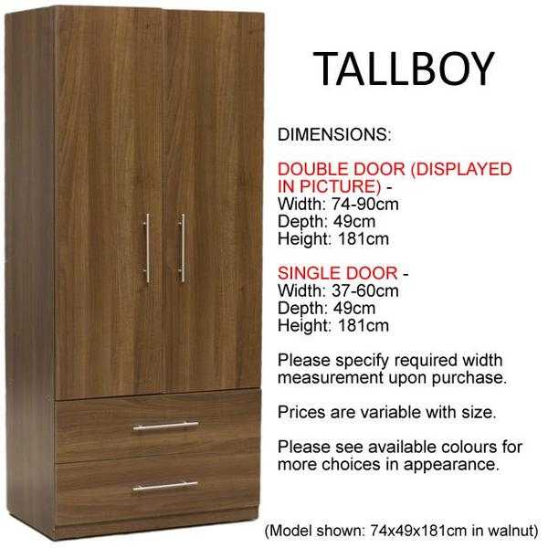 FACTORY ASSEMBLED TALLBOY (NON-FLAT PACK with COLOUR OPTIONS)