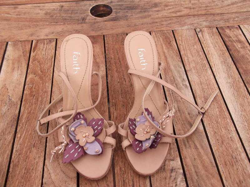 FAITH Leather Flower Strappy Sandals