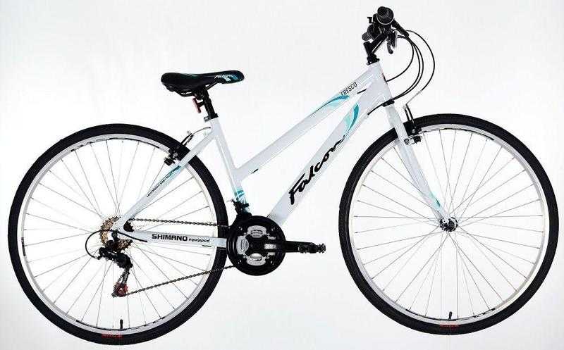 Falcon Fresco 18quot Ladies Womens Hybrid Bike Cycle 700C 18 Speed White