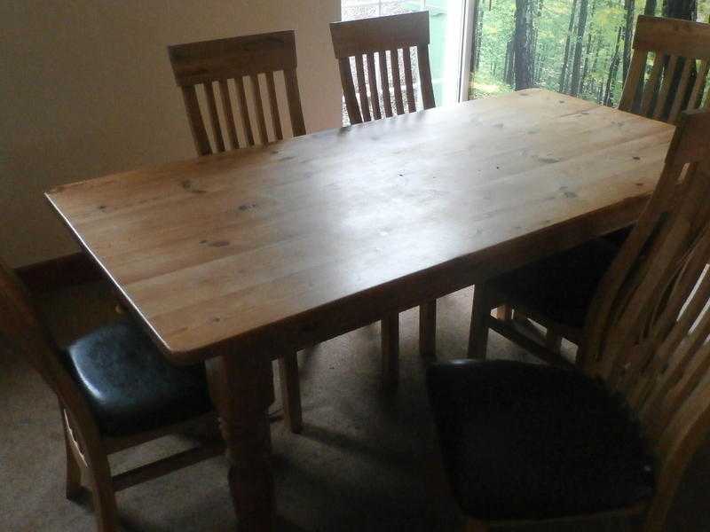 Farmhouse dining room table, 6 chairs and sideboard