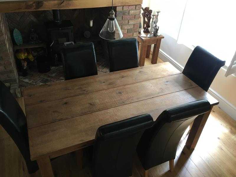 Farmhouse style dinning table and six chairs