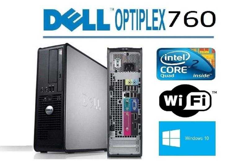 Fast Dell Windows 10 PC, Core 2 Quad Q8200, 4Gb DDR2, 250Gb HDD, DVDRW, WiFI