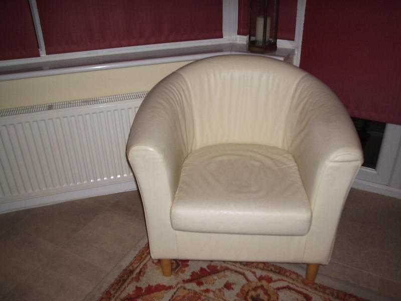 faux cream leather tub chair