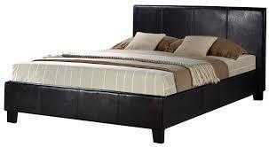 Faux Leather Double Bed Frame in Brown  Balck Colour.