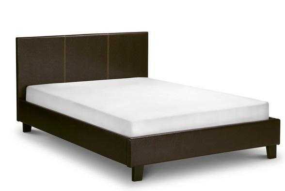 Faux Leather Double Bed Frame in Brown  Balck Colour.