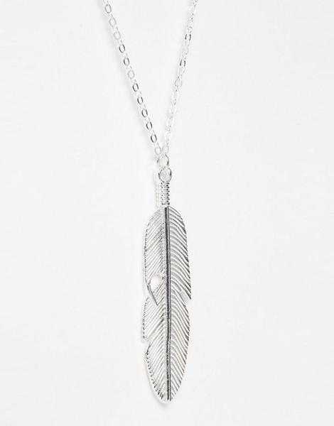 Feather Pendant Necklace In Silver - Reclaimed Vintage