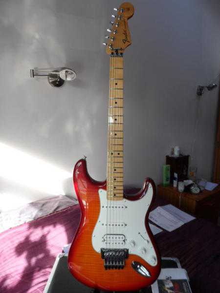 Fender Standard Stratocaster Plus Top HSS Locking Trem Aged Cherry Sunburst