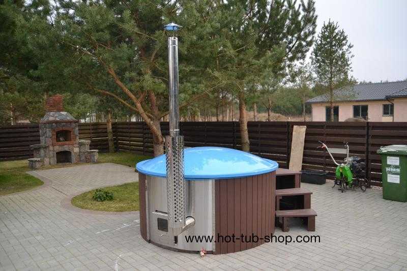 Fiberglass hot tub with wood fired stove  Portable garden hot tub  FREE DELIVERY in UK