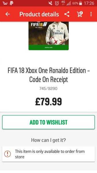 Fifa Ronaldo edition 2018 xbox one e voucher