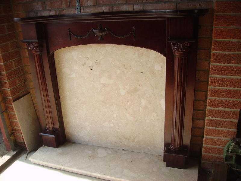fire surroud with marble back and hearth