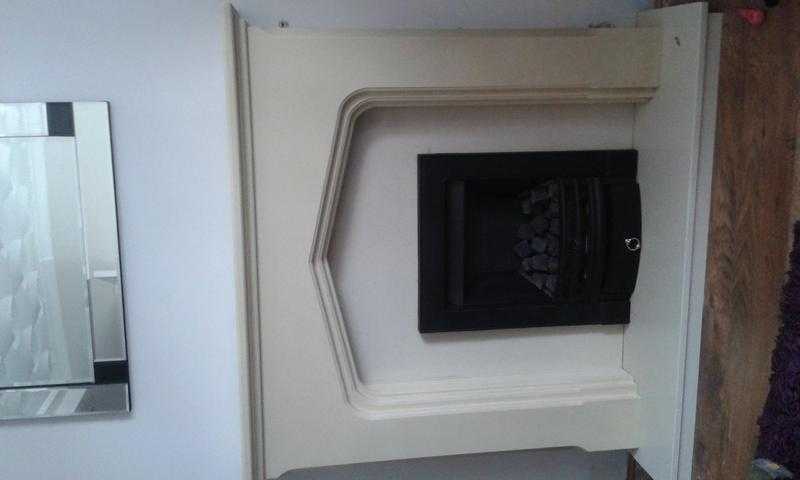 FIre surround stone effect ,marble hearth and back plate, cream colour