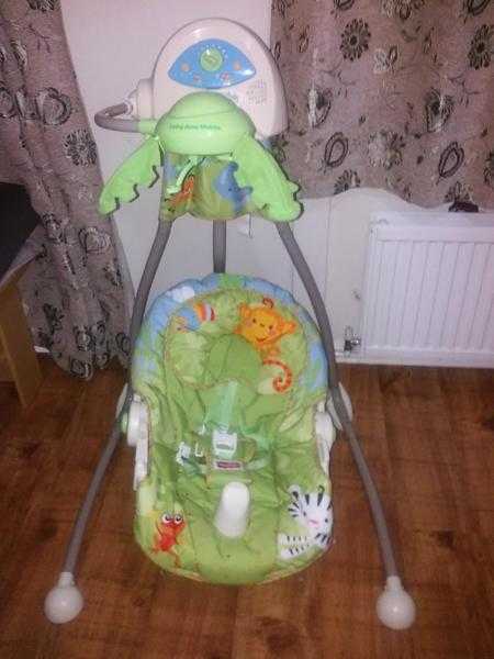 Fisher-Price Open-Top Rainforest Cradle Swing