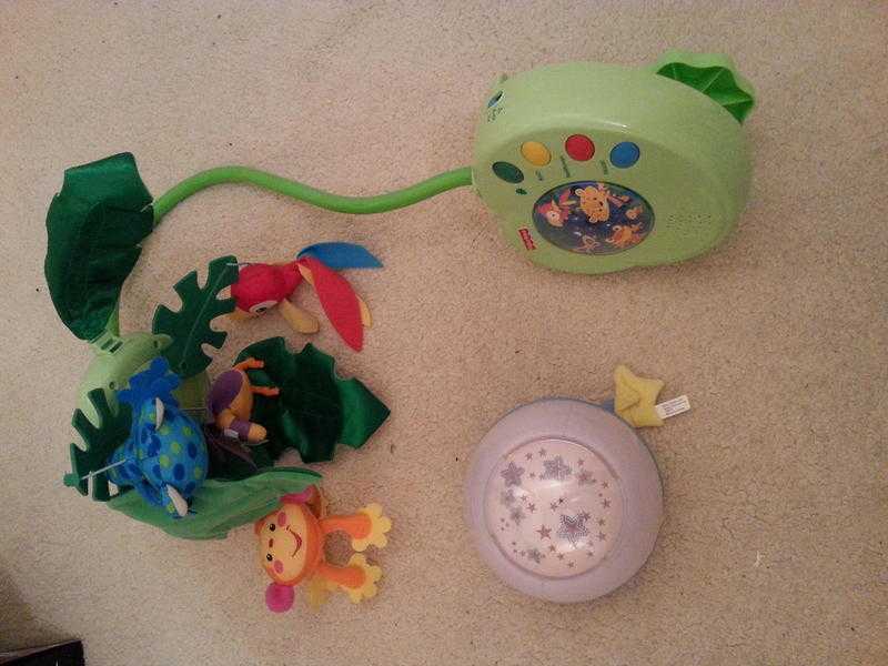 Fisher Price Rainforest Peek-A-Boo Leaves Mobile and Chicco Nightlight, very good condition