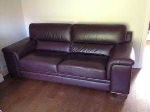 FISHPOOL 2X 3 SEATER BROWN LEATHER SOFA (BRAND SAVOY)