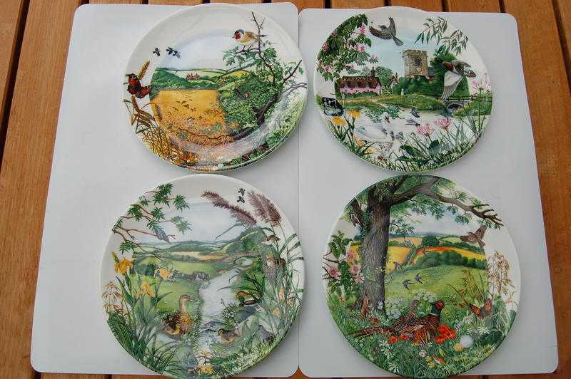 Five Wedgwood Plates Designed by Colin Newman, 039The Beechwood039, The Village Pond, etc As new.