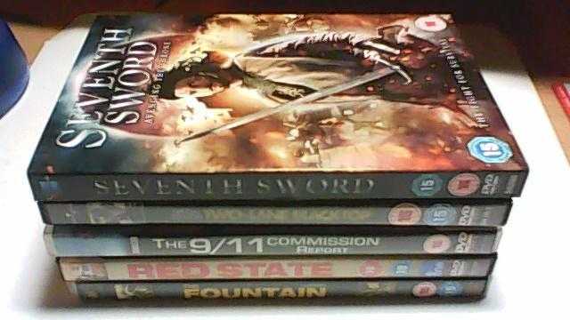 FIVE x DVD039S, -TWO LANE BACKTOP-RED STATE-THE FOUNTAIN-SEVENTH SWORD-THE 911 COMMISSION REPORT