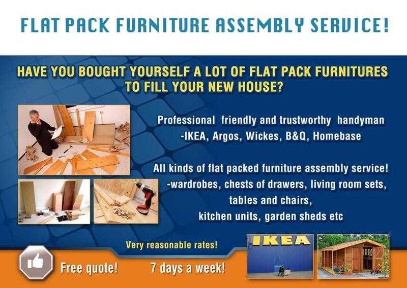 Flat packed furnitures assembly serviceGood prices