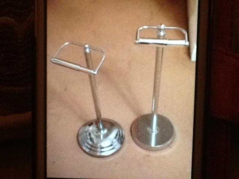 Floor standing chrome toilet roll holders