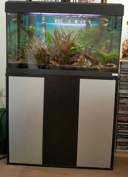 Fluval 125 litre complete set up with stand and livestock