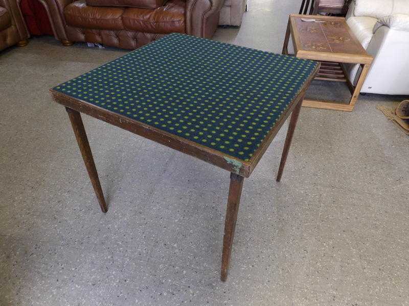 Foldaway Card Table Reupholstered In Spotted Felt Fabric -Local Delivery Now ONLY 19