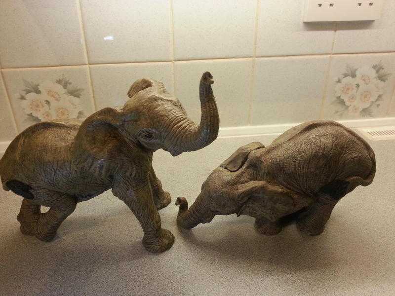 FOR SALE A BEAUTIFUL PAIR OF ELEPHANTS, MALE AND FEMALE