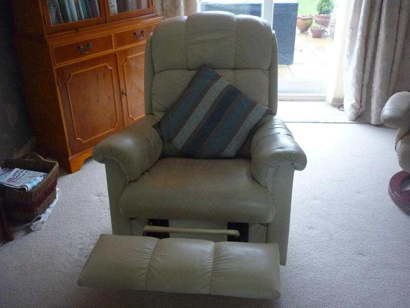 For sale. A comfortable reclining armchair for the lounge. Colour cream.