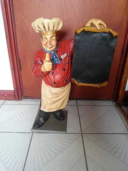 FOR SALE A CUTE STATUE OF A CHEF HOLDING A MENU BOARD FOR DISPLAYING quotSPECIAL  OF THE DAYquot