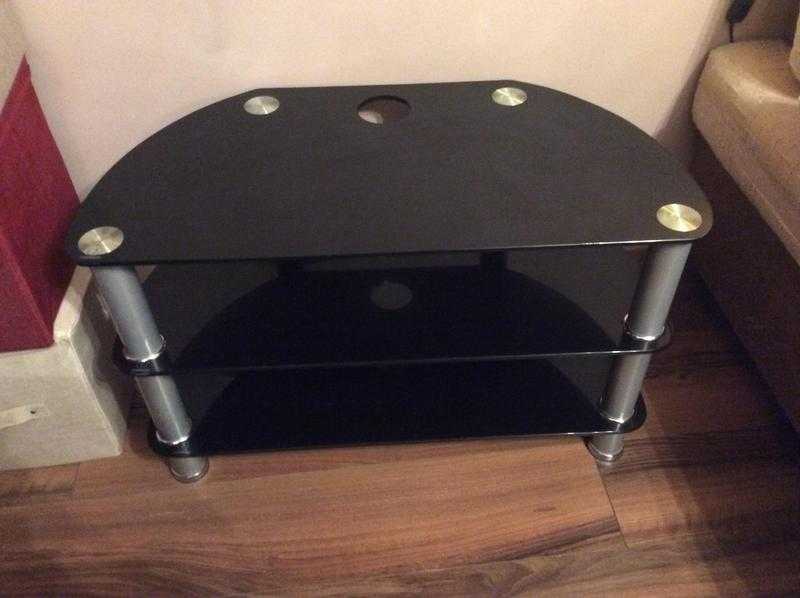 for sale black glass tv unit 3 shelf stand