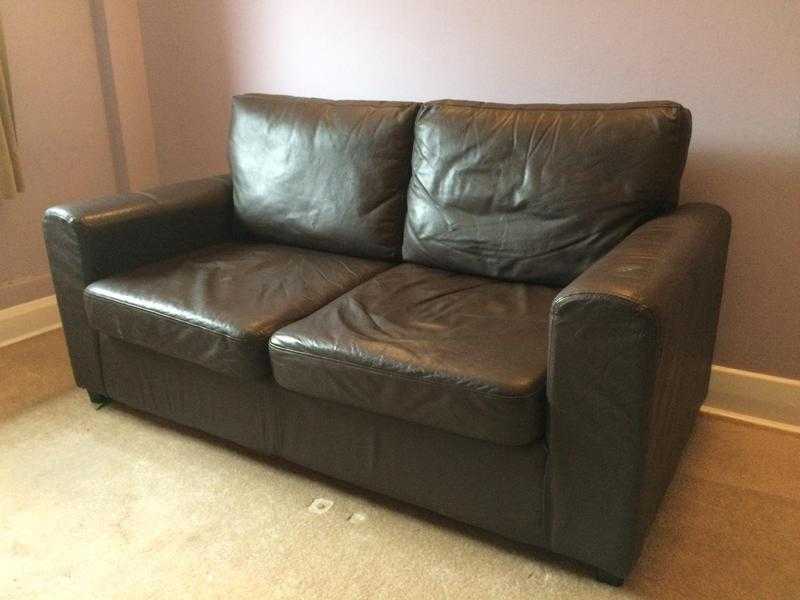 FOR SALE Dark brown small two seater sprung mattress sofa bed