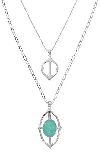 Fortuna Stone Pendant Necklace - Silver