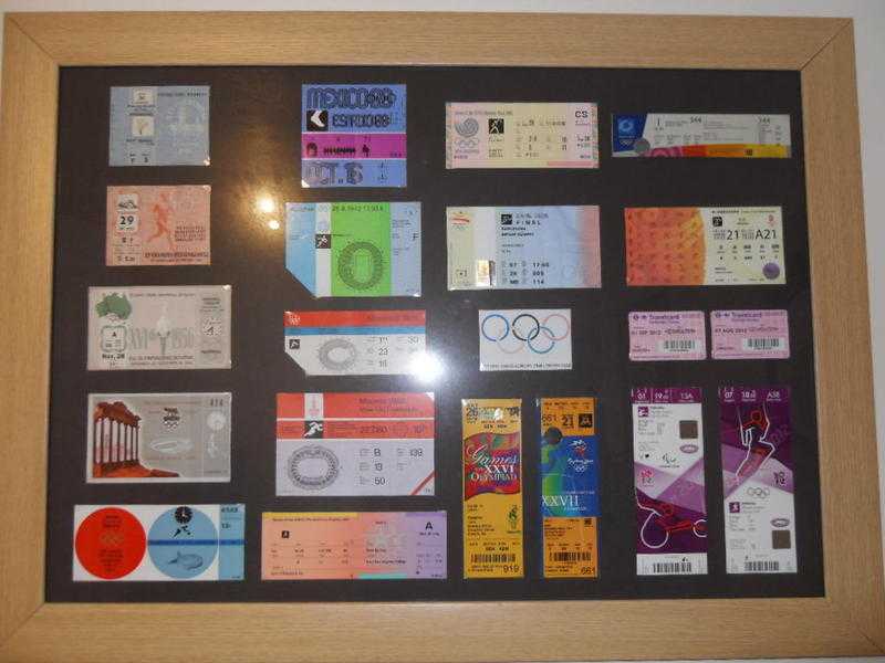 Framed olympic ticket collection, Highly collectable london 1948- london 2012