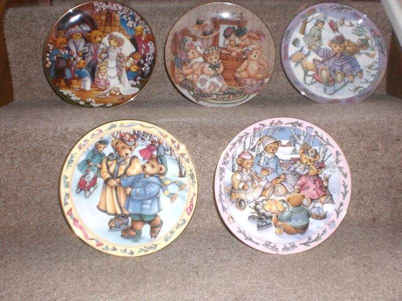 Franklin Mint Teddy Bear Plates x 5