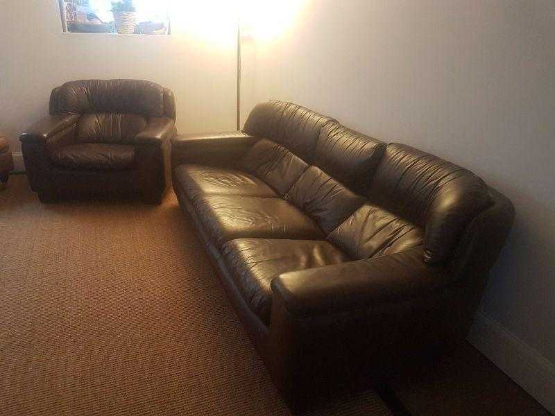 FREE 3 SEATER LEATHER SOFA PLUS MATCHING ARMCHAIR