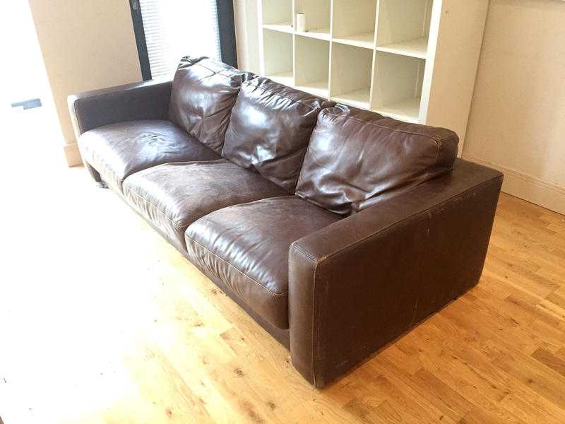 FREE Brown Leather Sofa - Collection Only