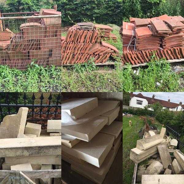 FREE Building materials. Limestone, clay tiles, scaffold poles