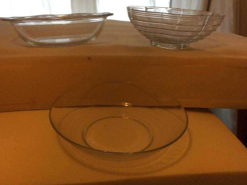 FREE CLEAR GLASS PLATES AND BOWLS
