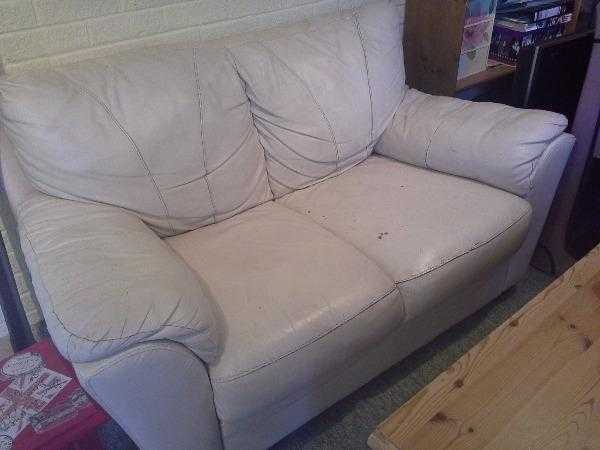 Free Cream leather 2 seater sofa