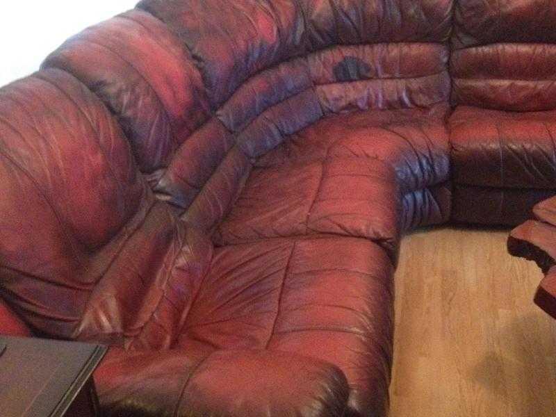 free  dfs brown leather corner sofa, 5years old