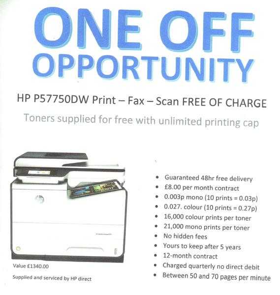 FREE HP P57750dw printer for business users only