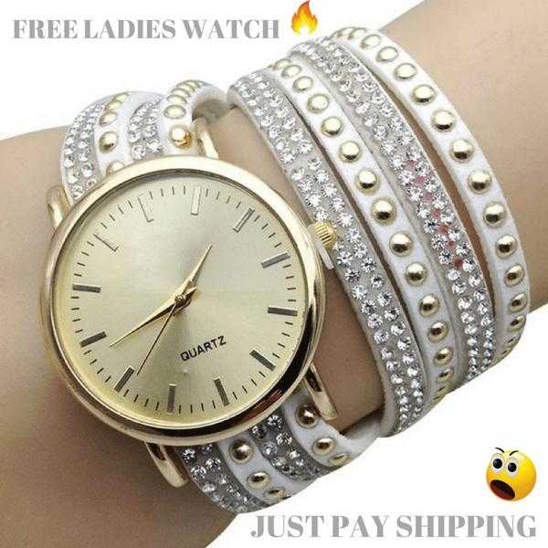FREE Rose Gold Leather Wristwatch