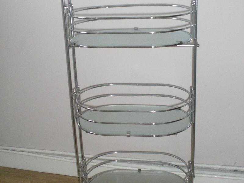 Freestanding Metal amp Glass Shelving Unit