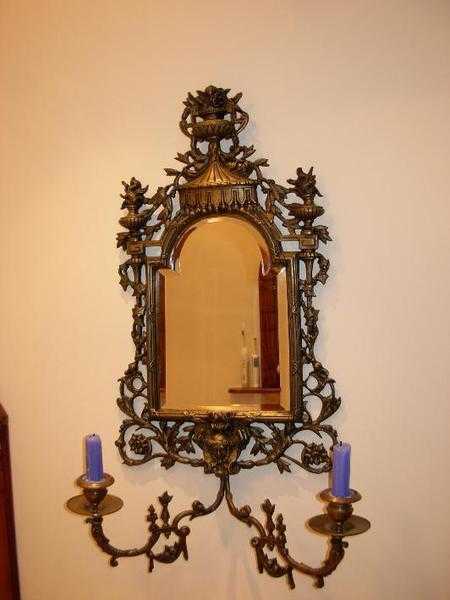 French baroque cast brass mirror.