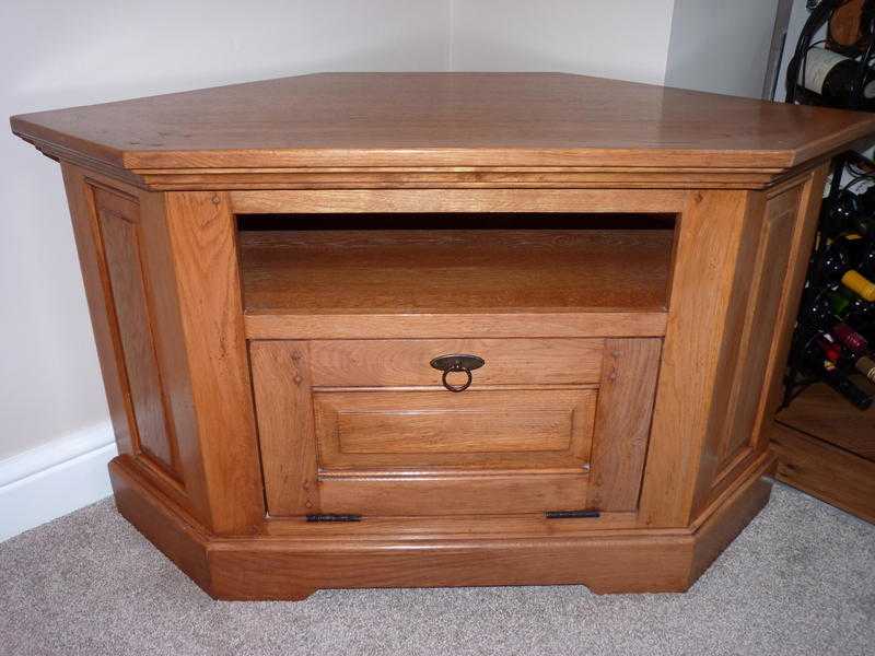 French Farmhouse Rustic Solid Oak TV Corner Unit